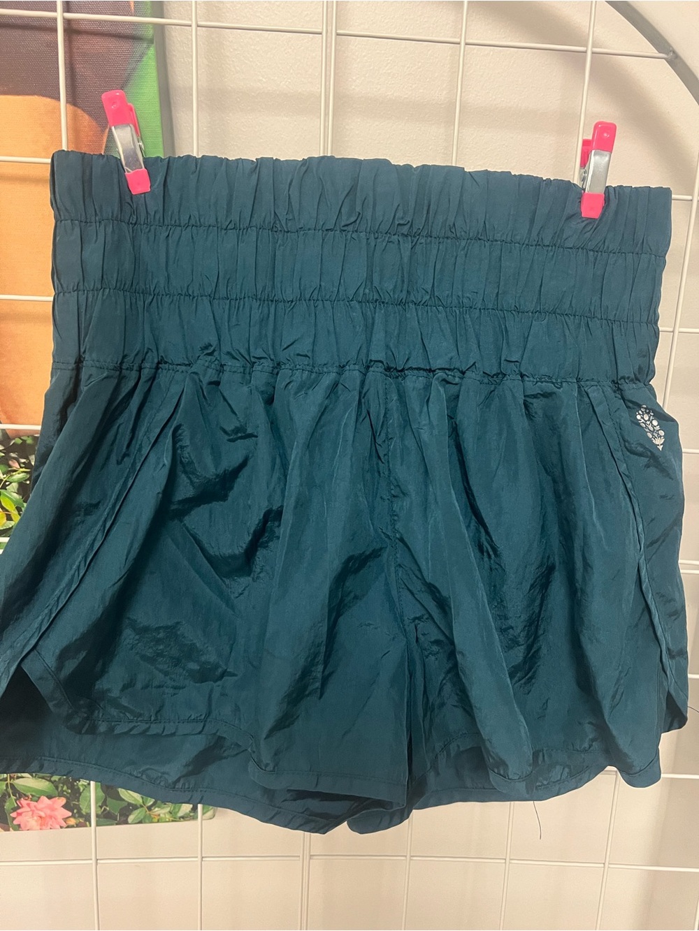 FP Movement by Free People Dark Teal High-Waist Elastic Shorts